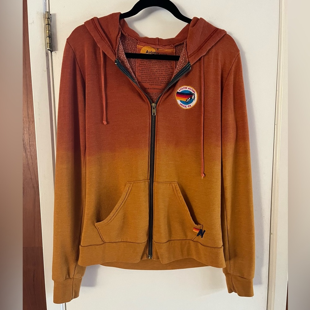 Aviator Nation Ombre Sunset Zip Up Hoodie